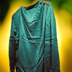 Turquoise 100% silk blouse